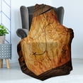 thumbnail image 4 of Island Map Soft Flannel Fleece Blanket, Dated Old Map in Dense Color on Wooden Background Hide out Shores Art Design, Cozy Plush for Indoor and Outdoor Use, 50" x 70", Orange Brown, by Ambesonne, 4 of 5