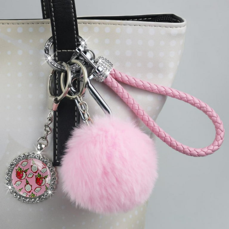 Pom Pom Keychain With AirTag Holder Bag Bling AirTag Case 