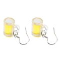 thumbnail image 1 of 1 Pair Creative Beer Mug Earrings Resin Beer Cup Dangling Earrings Ear Clips, 1 of 3