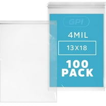 GPI 13” x 18” Heavy Duty Ziplock Bag 4 Mil Clear Resealable Bags for Travel, Storage & Shipping, 100-Pack