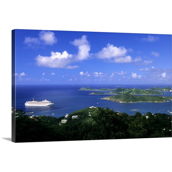 Great BIG Canvas | "Cruise ship St. Thomas" Canvas Wall Art - 30x20