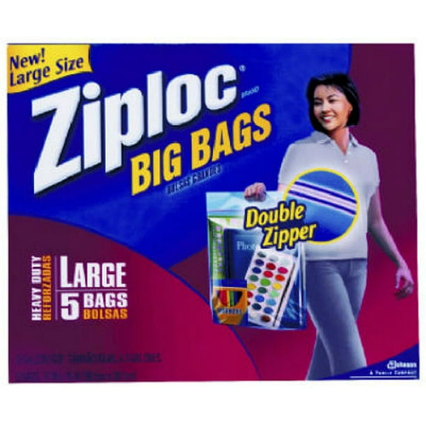 Ziploc 65676 Extra Heavy Duty Big Bags, Large, 5Pack