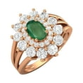 thumbnail image 2 of 4.03 Ctw Oval Natural Emerald 925 Silver Rose Plated Solitaire Women Valentines Day Gifts Ring, 2 of 5