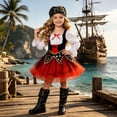 thumbnail image 4 of Kogui Cute Scarf Matching Sundress Two-Piece Set Kids Halloween Cosplay Small Party Outfit (Red, 5-6 Years), 4 of 9
