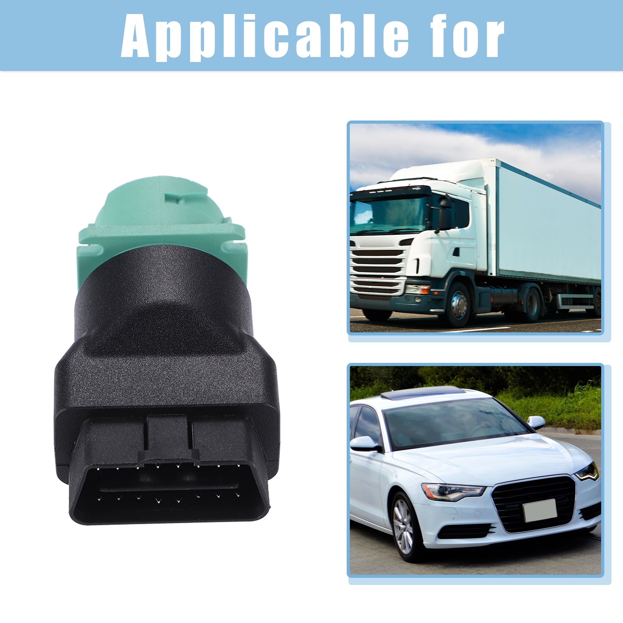 Unique Bargains 16Pin OBD Male to 9Pin J1939 Female Adapter Diagnostic Connector