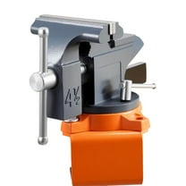 KFFKFF 4.5-Inch Bench Vise with 270° Swivel Base, Portable Workbench Clamp, Quick-Release Mechanism, Durable Cast Iron Build, Ideal for Woodworking, Metalworking, Drilling, and Cutting Tasks