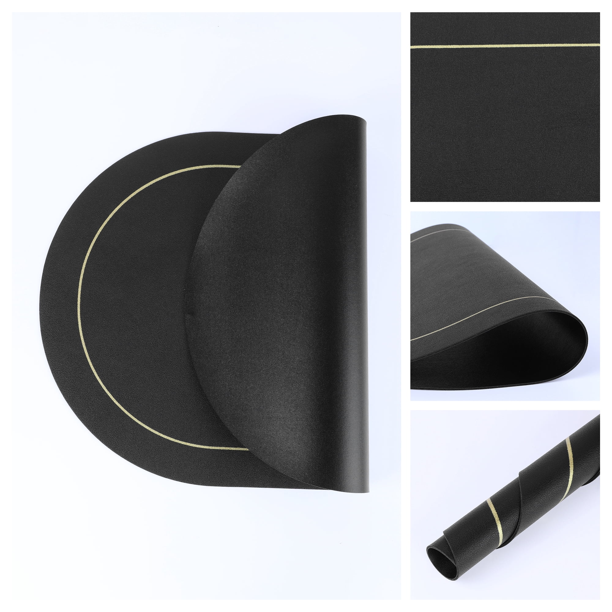 Unique Bargains Set of 6 Faux Leather Placemats Black