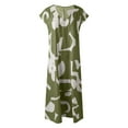 thumbnail image 4 of Kcodviy Robes Chemises d'Été Décontractées Boho pour Femmes, Robes Florales à Col en V pour Femme, Robe Maxi Décontractée à Manches Courtes, Fluide, Évasée, Portefeuille, Robe d'Été, Robe Longue Évasée, 4 of 6