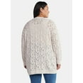 thumbnail image 5 of Terra & Sky Women's Plus Size Chenille Crochet Cardigan Sweater, Midweight, Sizes 0X-5X, 5 of 5
