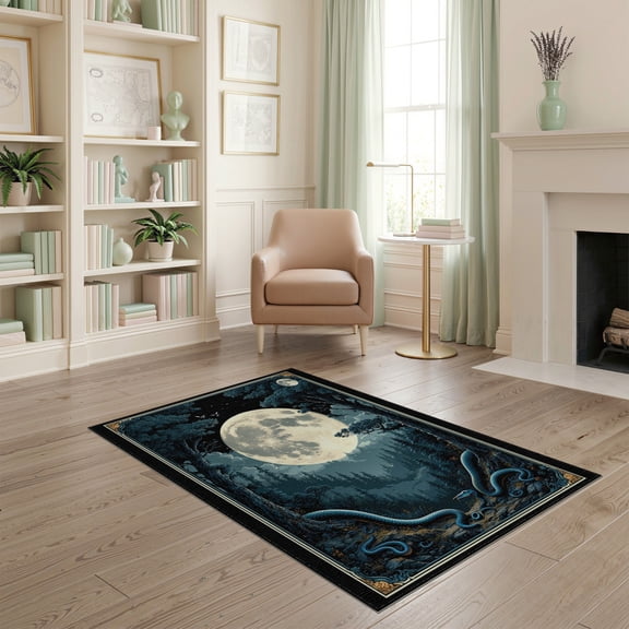ODIKA Gothic Serpentine Snake Forest Mystical Symbols Whimsy Tattoo Non-Slip Chair-Friendly for Home Office, Gaming Room, Under Desk