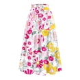 thumbnail image 3 of Women’s Floral Print Midi Skirt with Pockets A-Line High Waist Elastic Waistband Lightweight Casual Skirt for Summer Red M, 3 of 5