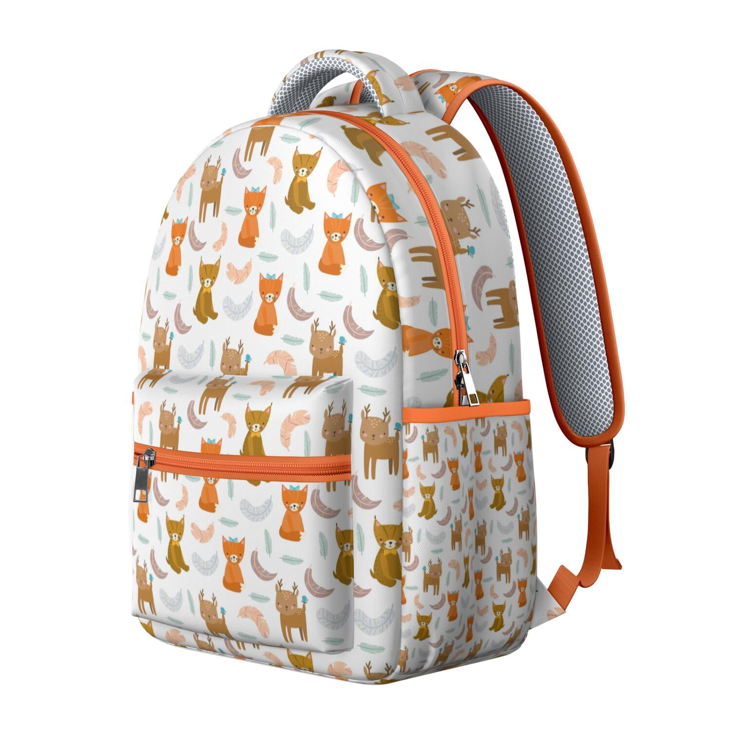 Cats and Flowers Print Student School Backpack with Geometric Cat Pattern and Abstract Cat Art Artistic Minimalist Design