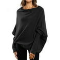 thumbnail image 2 of Rovga Women Sweater Long Batwing Sleeve Boat Neck Tunic Tops Fall Baggy Slouchy Pullover Knitwear Cozy Dailywear, 2 of 6