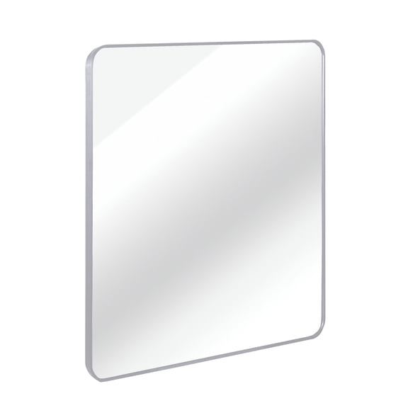 Dtwnek 30in x 30in Inch Silver Metal Frame Vanity Mirror Makeup Mirror Square Wall Mirror for Bathroom, Living Room