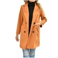 thumbnail image 2 of Tejiojio Clearance Rollbacks Fashion Women's Solid Color Lapel Woolen Cloth Leisure Time Long Coat, 2 of 8