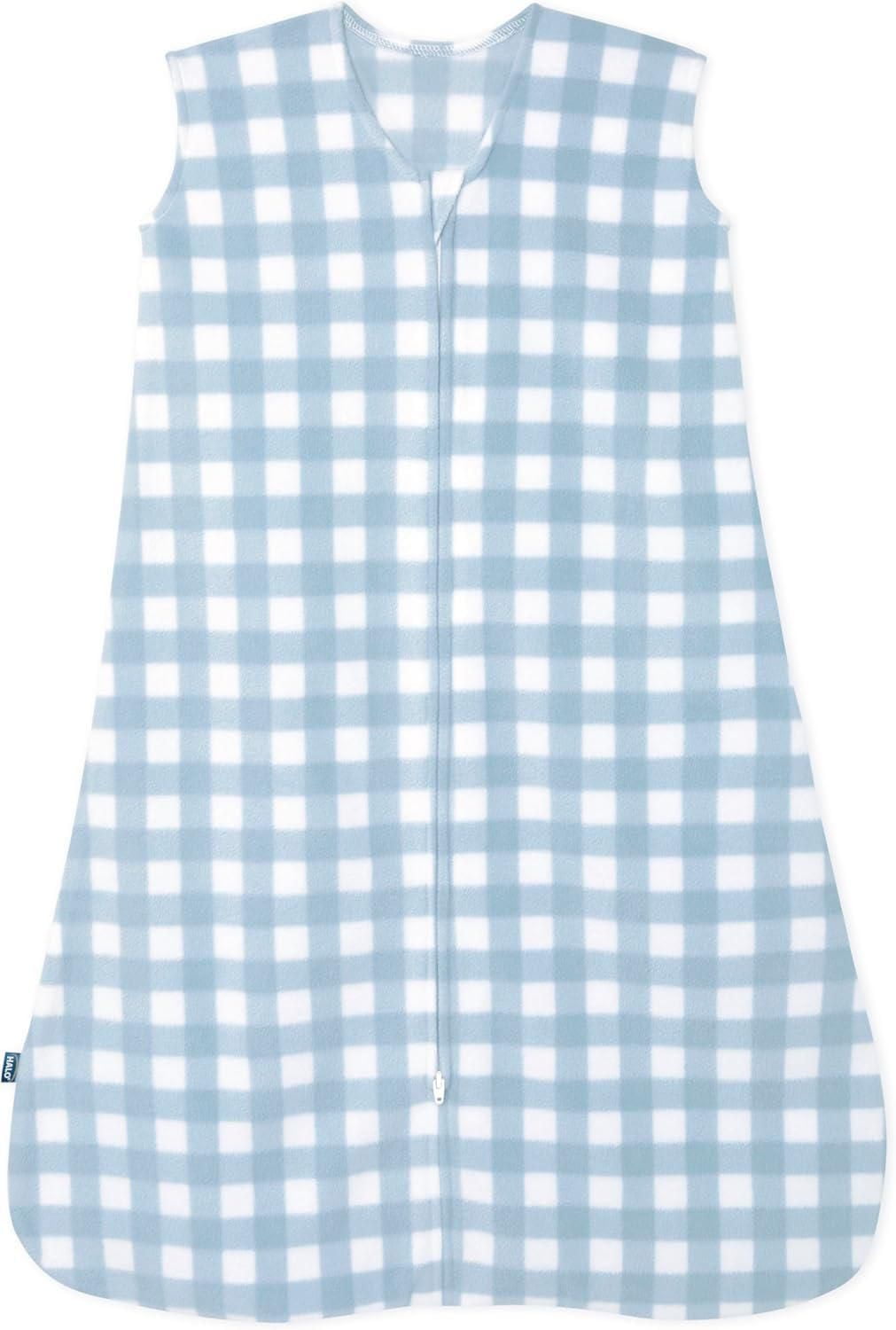 HALO Sleepsack, Micro-Fleece Wearable Blanket, Swaddle Transition Sleeping Bag, TOG 1.0, Gingham Blue