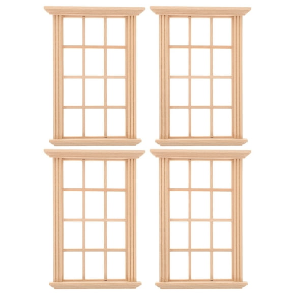SHISUYAN 4pcs Mini House Window Frame DIY Mini House Decoration Mini Furniture Blank Window