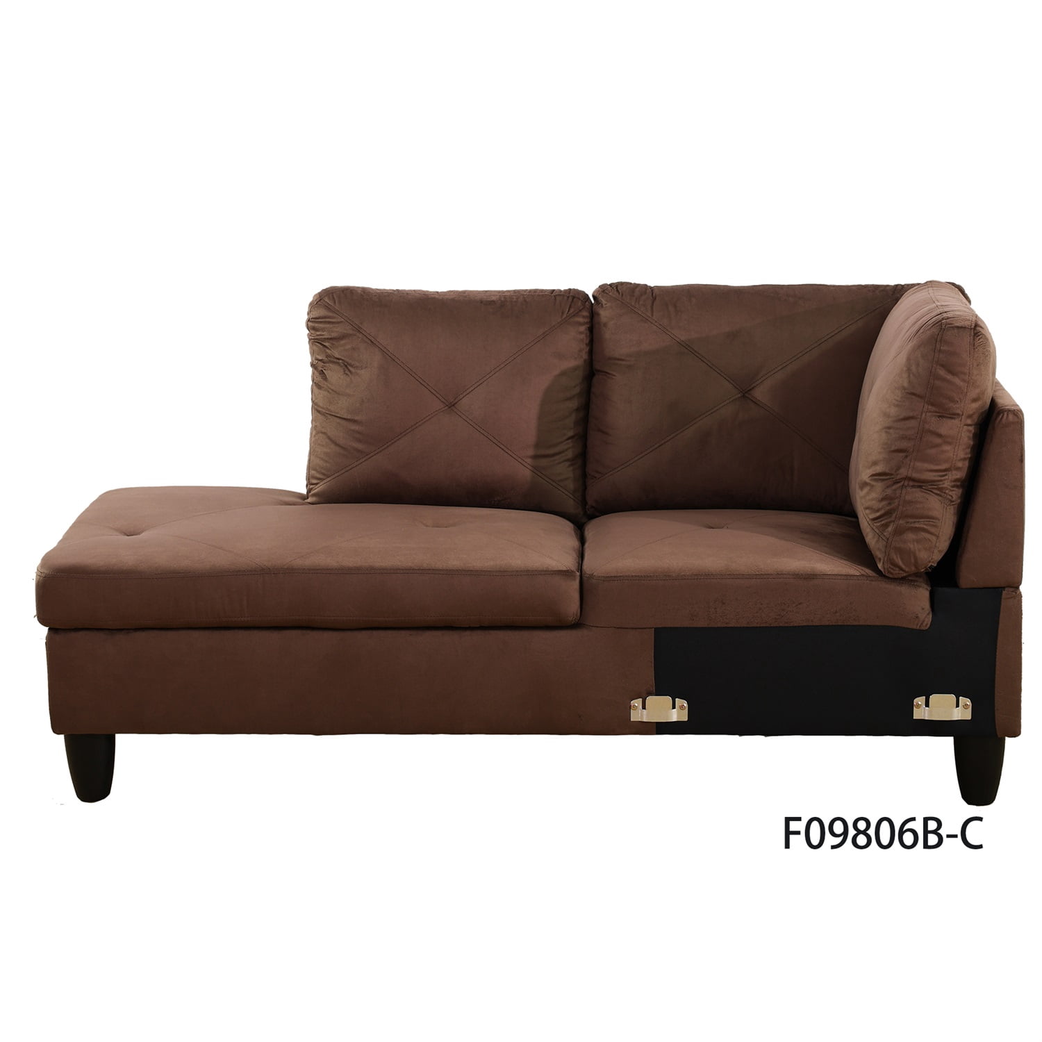 Hommoo Sofa Set,Classic L-Shaped Design with Right Armrest for Living Room,Microfiber Living Room Sofa Set,Brown