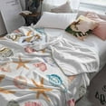 thumbnail image 3 of Shell Starfish Coastal Flannel Blanket for Bed, Summer Beach Ocean Watercolor Soft Cozy Warm Couch Throw Blanket, Lightweight Fluffy Plush Bedding Blankets for Sofa Decor All Season 31.5"x47", 3 of 7