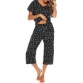 thumbnail image 2 of HAHDAXIA Womens Pajama Set Cotton Capri Pant Pyjama Short Sleeve Sleepwear Summer Pjs, 2 of 7