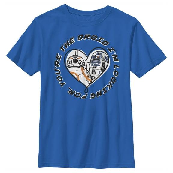 Boy's Star Wars R2-D2 and BB-8 You're the Droid I'm Looking For  Graphic Tee Royal Blue Medium