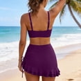 thumbnail image 5 of ClodeEU Women's Sheer Mesh Patchwork Drawstring Bikini Set,Modest Two Piece Swimsuit Purple,Womens Plus XXL, 5 of 8