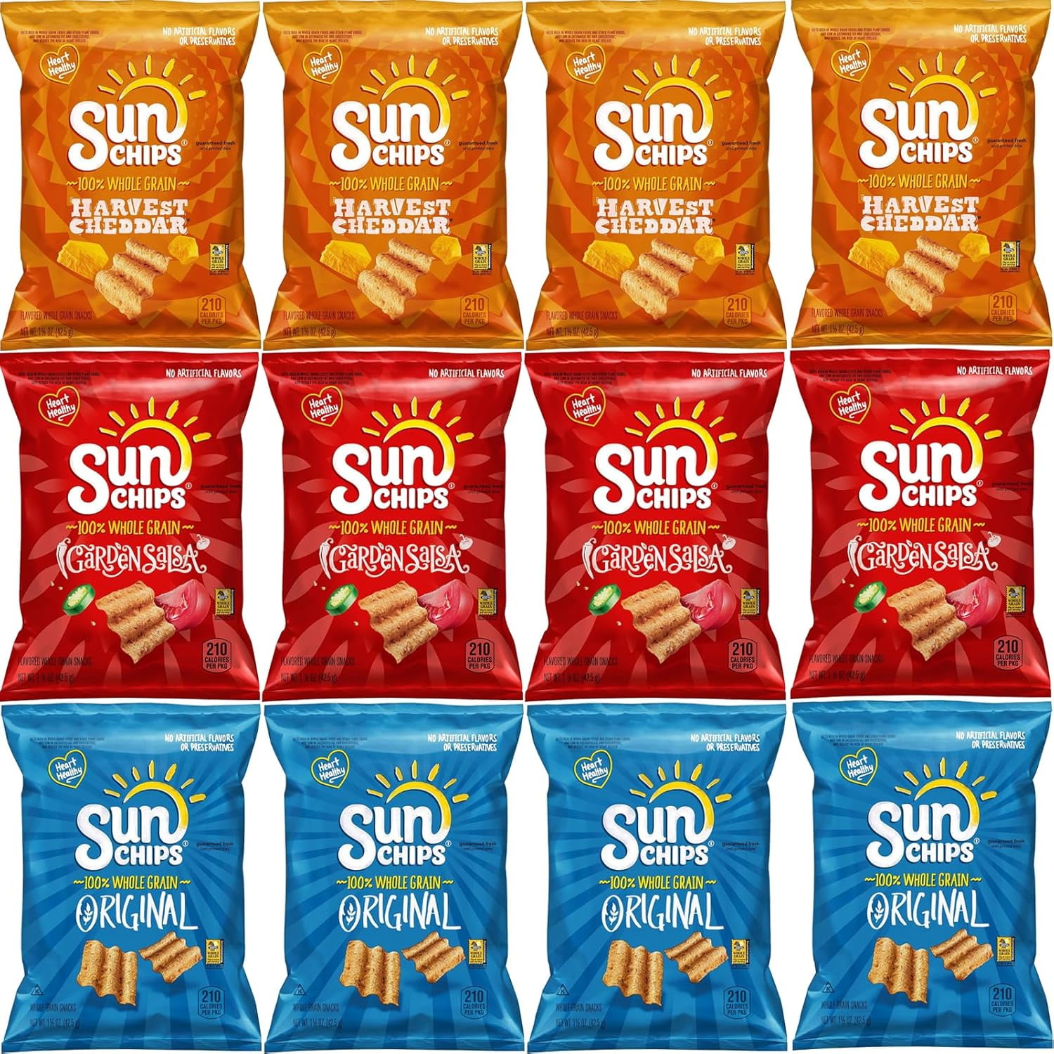 SunChips Multigrain Snacks, Variety Pack, 1.5 oz (Pack of 12) Bundled by Shoppyway