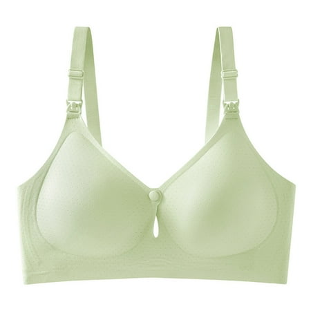 Bcresic on Sale Women Nursing Bras Maternity Bra for Breastfeeding Pregnancy Wireless Bralette Snap Closure Bandeau Revolution Straps Underwear for Mother Clearance Green Medium
