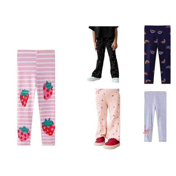 HAOTAGS Girls Leggings Cotton Leggings,High Waist Autumn Winter Casual Outwear Pants Pink 5 Years
