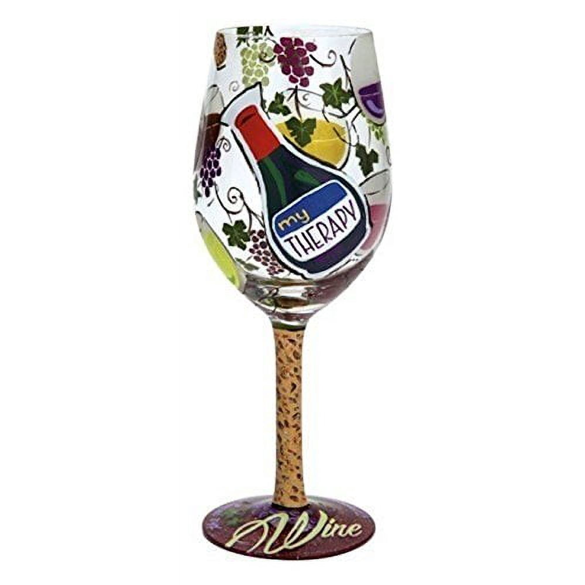 Enesco Wine Glass, My Therapy, 9"
