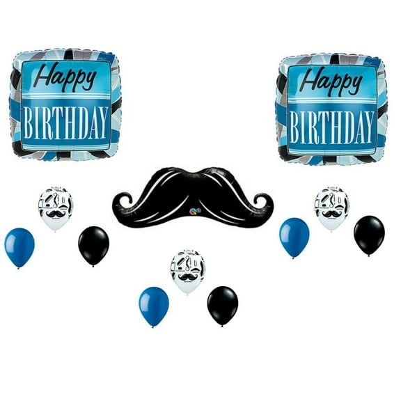 Mustache Balloons Man Boy Happy Birthday Party Decoration Supplies