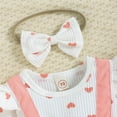thumbnail image 2 of Gibobby Ropa Para Bebe acanalado con y estampado de corazón de manga larga con volantes para niñas pequeñas, monos para recién nacidos, trajes con diademas(Rosa, 3-6 Meses), 2 of 5