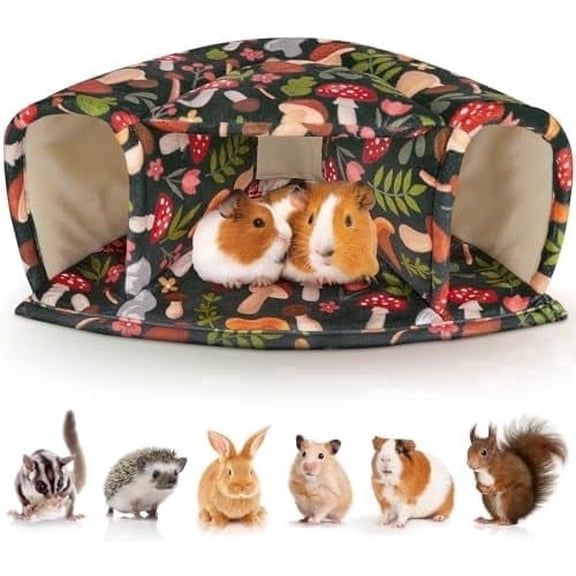 Large Cozy Guinea Pig Hideout & Tunnel Bed - Warm Washable House for Small Pets, Hamster, Chinchilla, Bunny Cage Accessories