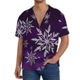 thumbnail image 3 of Daiia Snowflake Gradient Purple Men's Linen Shirts Short Sleeve Casual Shirts Button Down Shirt for Men Beach Summer Wedding Shirt-Small, 3 of 7