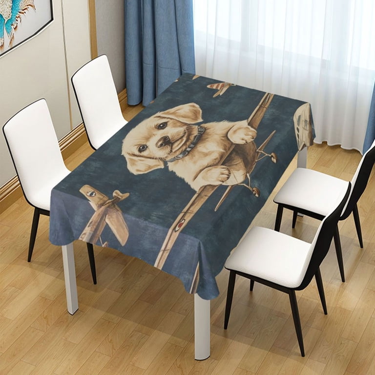 WOBOGO Aviation Puppy Square Tablecloth 54×54in Polyester Fabric