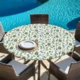 thumbnail image 6 of Green Leaves Round Tablecloth, Fitted Table Cover with Elastic for 36"-44" Round Tables, Pastoral Rustic Botanical Plant Watercolor Table Cloth Outdoor Indoor Dinning Party Waterproof Tablecloths, 6 of 7