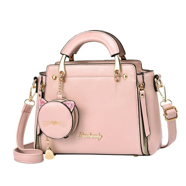 Bolsos Cruzados A La Cuero para Mujer Bolsos Bonitos Con Forma Gato Bolsos Con Monedero (rosa)
