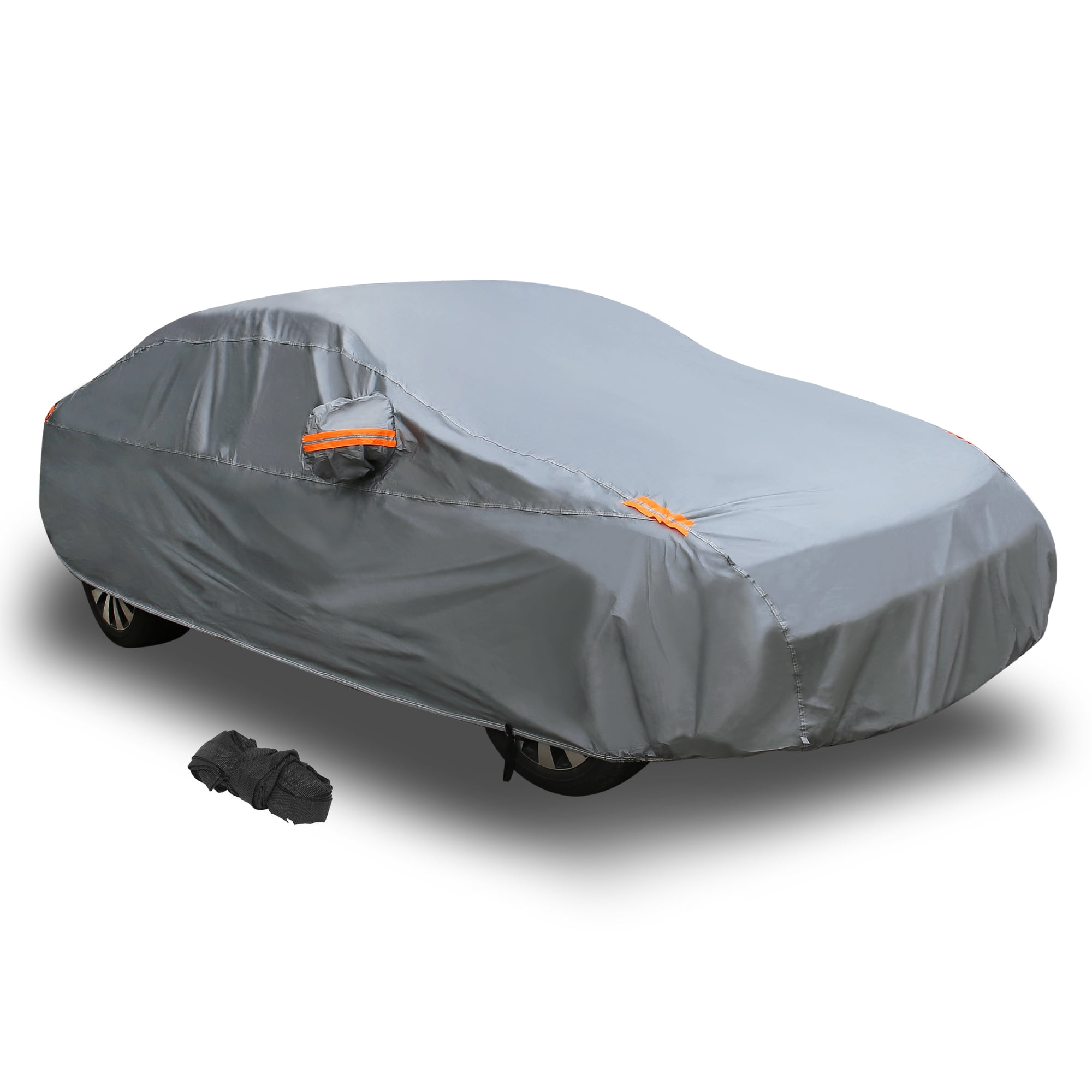 Universal Full Car Covers with Zipper Door Car Cover SUV All Weather Car Protection Waterproof/Windproof/Scratch Resistant/Reflective Strips for Wagon SUV Use in Size 191”L74”W72 H 
