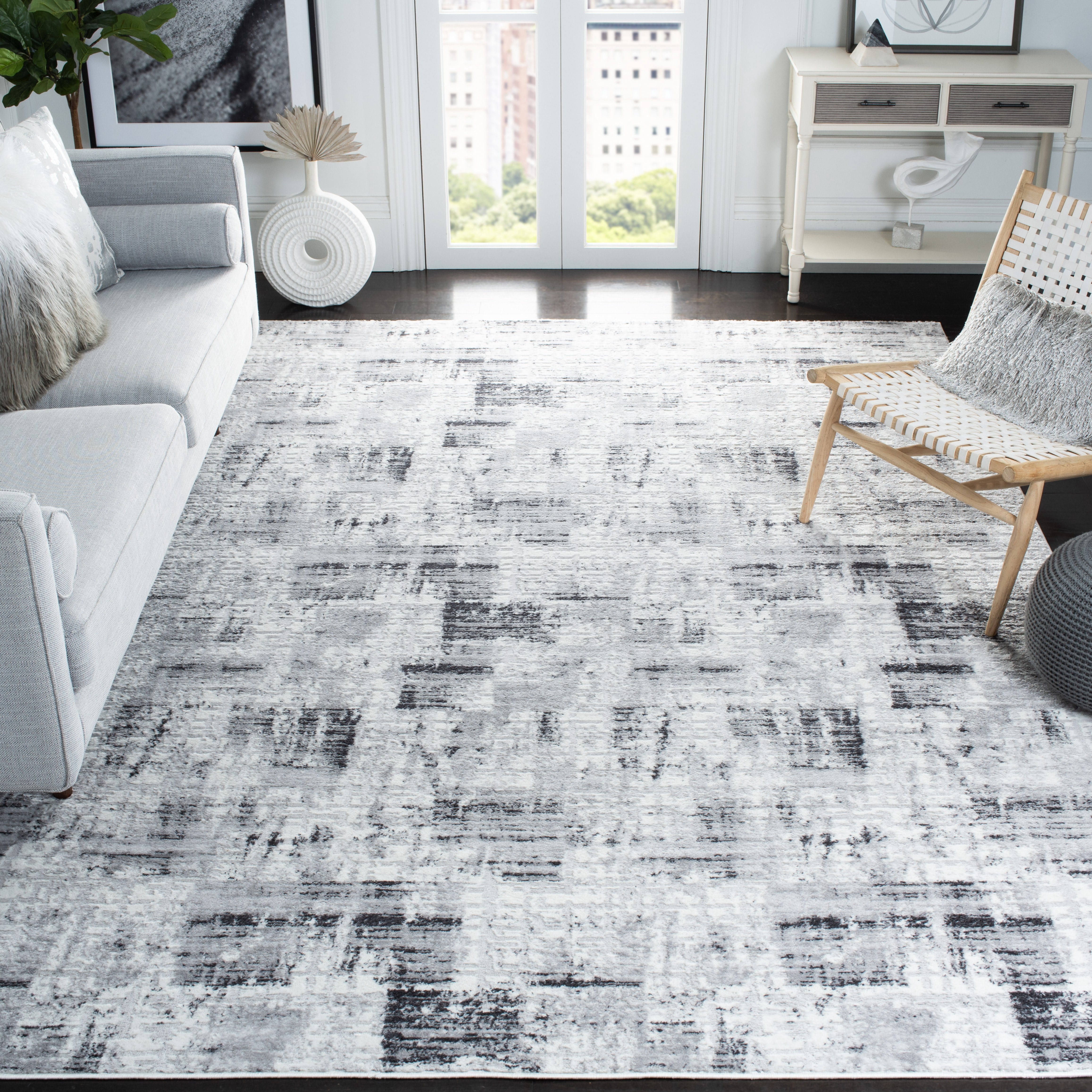 Safavieh Amelia Lester Abstract Area Rug, Light Gray/Charcoal, 8' x 8' Square