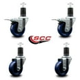 thumbnail image 2 of 3.5 Inch Solid Poly Swivel 1-5/8 Inch Expanding Stem Caster Set 2 Brakes, 2 of 2