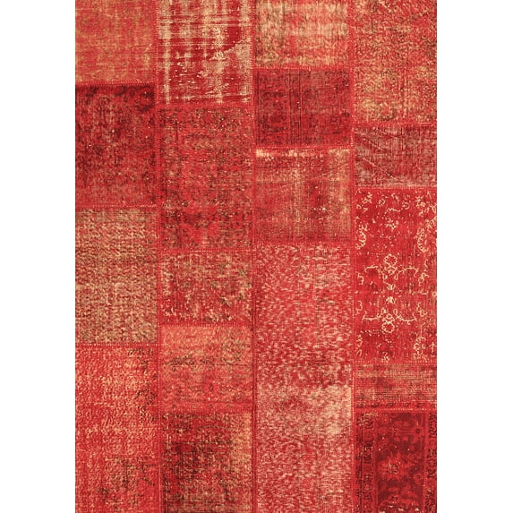 Ahgly Company Indoor Rectangle Patchwork Orange Transitional Area Rugs, 2' x 4'