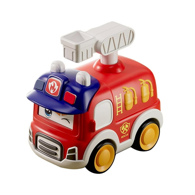 Coches de juguete Press and Go, duraderos, con dibujos animados, creativos y únicos para bebés. camión de bomberos