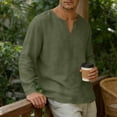 thumbnail image 4 of Men's Long Sleeve Casual V Neck Henley Loose Fit Shirt Big & Tall Summer Beach Hippie Yoga T-Shirts Breathable Pullover Fashion Basic Tee Old Money Style, 4 of 8