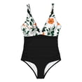 thumbnail image 6 of Maqroz One Piece Swimsuit Deep V Neck Spaghetti Strap Swimwear Classic Fashion Prints Bathing Suit Trendy Summer Beach Vacation Swimwear for Tanning, 6 of 6