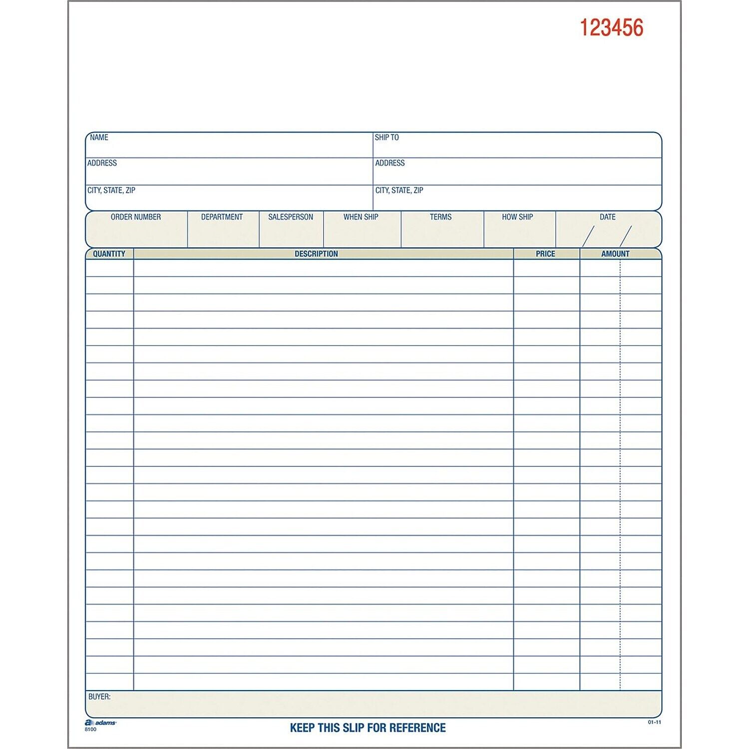 Book 8" x 10" 2-Part (DC8100) 196139 Adams Carbonless Sales Order