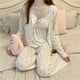 thumbnail image 2 of Pijamas de mujer primavera y otoño verano chaleco con almohadilla para el pecho con tirantes conjunto de tres piezas fino japonés floral estilo puro ropa sexy para el hogar, 2 of 4