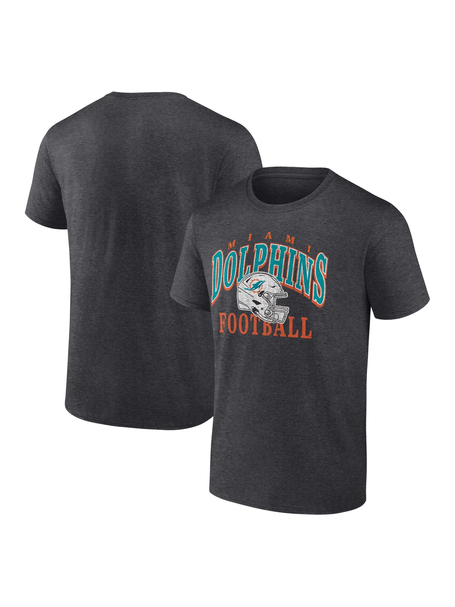 NFL Miami Dolphins Men's Cotton Charcoal Heather Short Sleeve T-Shirt