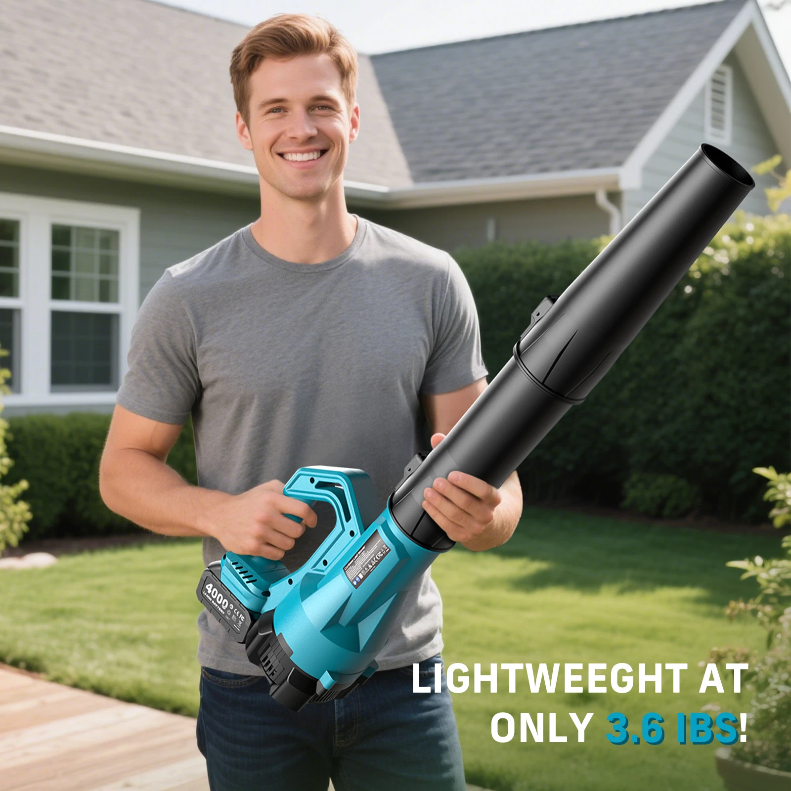 SEESII 21V Leaf Blower Cordless with 2 x 4000mAh Batteries and Charger, 780CFM 400MPH Electric Leaf Blower with Variable Speed Control, Handheld Battery Blower for Lawn Care, Dust and Debris