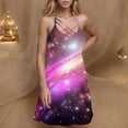 thumbnail image 4 of Galaxy Print Dress for Women Summer Sleeveless Casual A Line Tank Sundress Criss Cross V Neck Mini Dress, 4 of 5