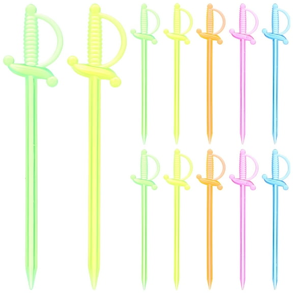 ACDANC 200pcs Plastic Cocktail Sword Picks Party Fruit Picks Sword Shaped Appetizer Picks